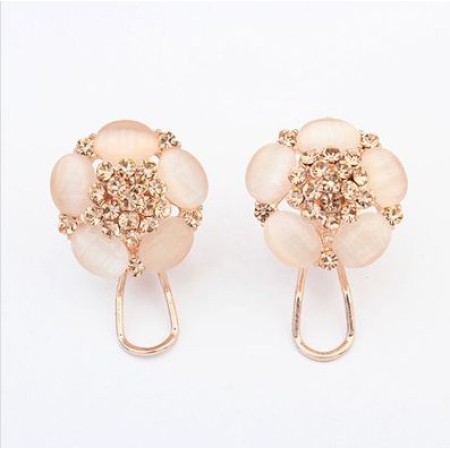 Beige Diamond Stud Earrings